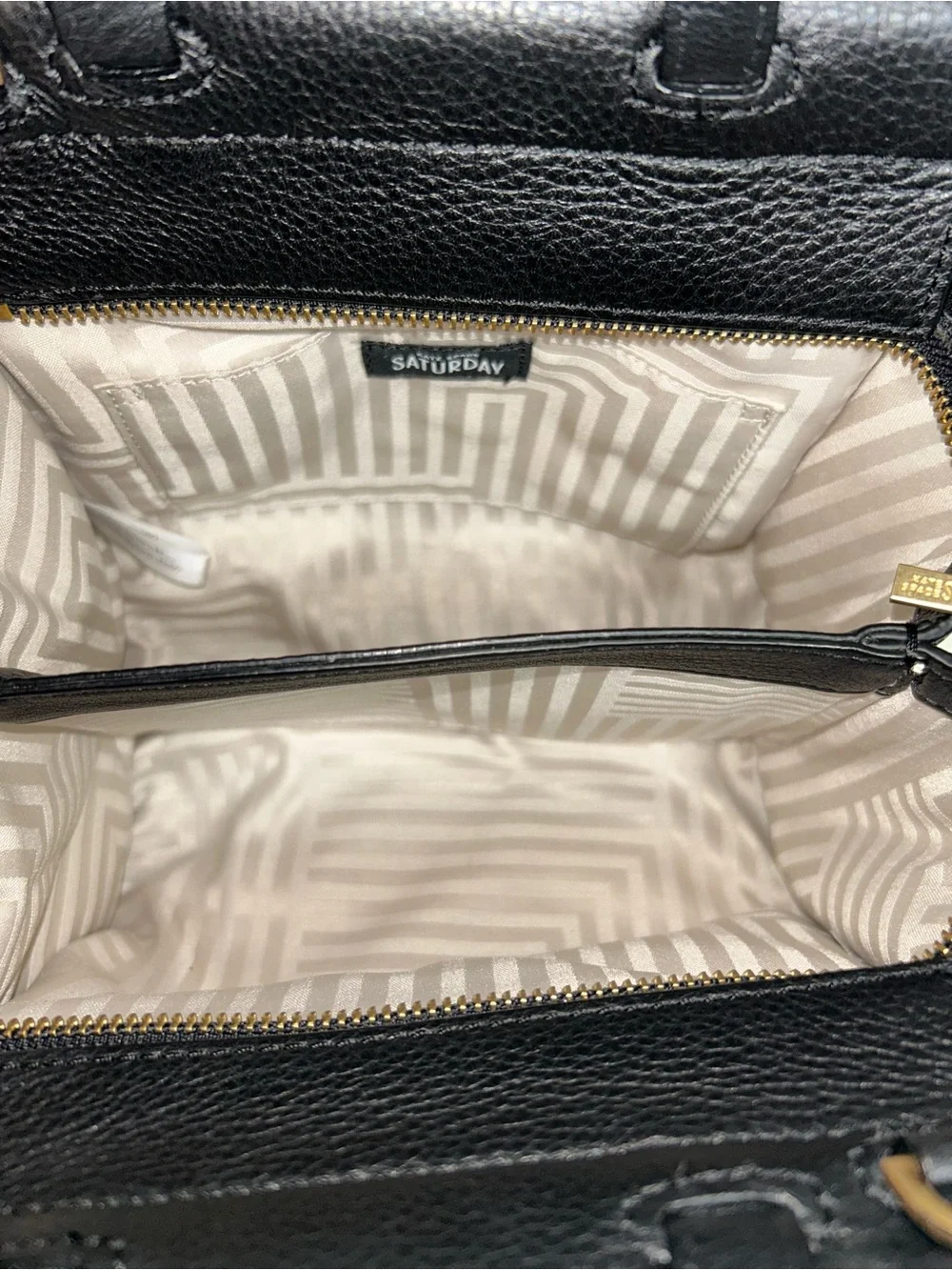 Kate Spade Saturday Black Leather Gold Polka Dot Satchel Crossbody Shoulder Bag